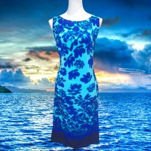 Luxe By Carmen Marc Valvo Beautiful Blues Midi Dress